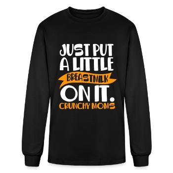 Funny Breastfeeding Quote Crunchy Mom - Men's Long Sleeve T-Shirt - black - Front