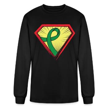 Hero- Spinal Cord Injuries Awareness Ribbon Shirt - Men's Long Sleeve T-Shirt - black - Front