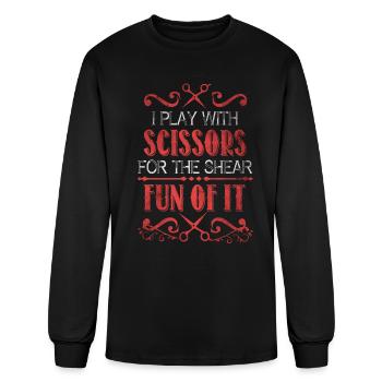 Hair stylist quotes salon humor Barber scissor - Men's Long Sleeve T-Shirt - black - Front
