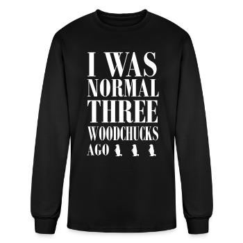 THREE WOODCHUCKS AGO - Men's Long Sleeve T-Shirt - black - Front