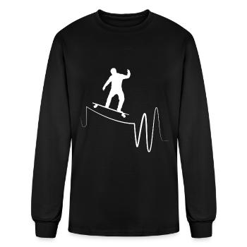 I Love Longboarding Skateboard Heartbeat Longboard - Men's Long Sleeve T-Shirt - black - Front