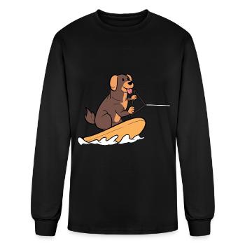 Water Skiing Dog - Men's Long Sleeve T-Shirt - black - Front