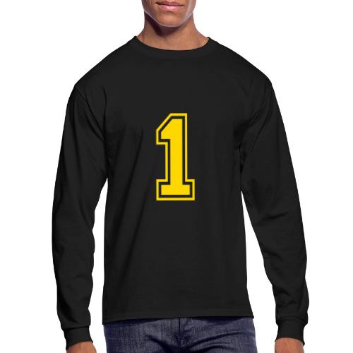 Number 1 in a classic athletic collegiate font - Men's Long Sleeve T-Shirt