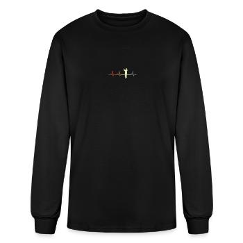 Vintage Flutist Heartbeat - Men's Long Sleeve T-Shirt - black - Front