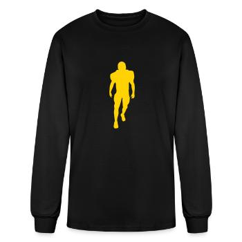 football player silhouette - Men's Long Sleeve T-Shirt - black - Front