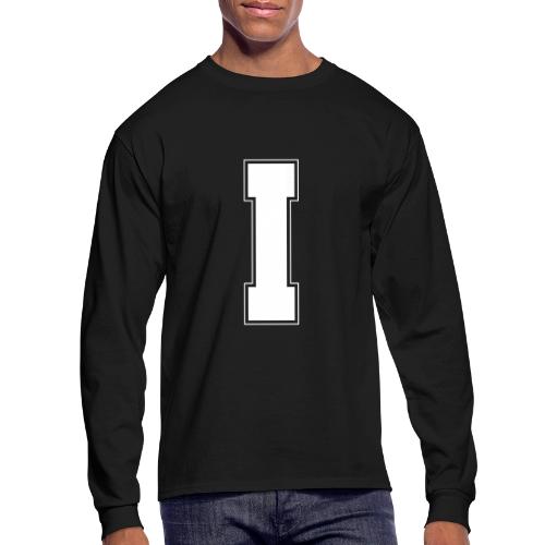 White Letter I – Varsity Alphabet Monogram - Men's Long Sleeve T-Shirt