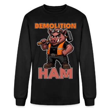 Demolition Ham Funny Wild Boar Construction Pun - Men's Long Sleeve T-Shirt - black - Front