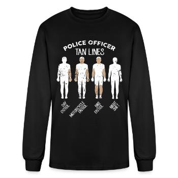 Police Officer Tan Lines Funny Police Tshirt - Men's Long Sleeve T-Shirt - black - Front