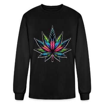 Cannabis Neon: A Psychedelic Design - Men's Long Sleeve T-Shirt - black - Front