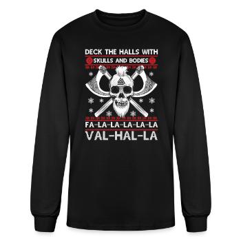Deck The Halls With Skulls And Bodies Vikings - Men's Long Sleeve T-Shirt - black - Front