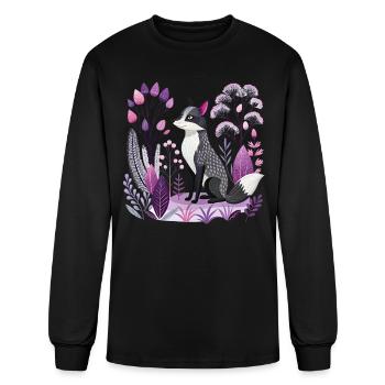 fox, scandinavian style, black and white - Men's Long Sleeve T-Shirt - black - Front