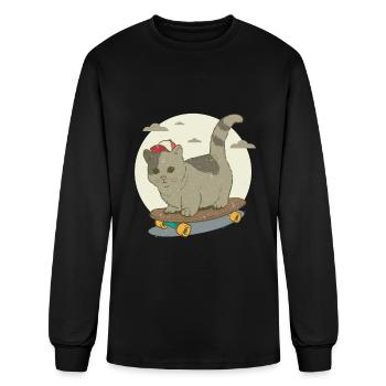 Cat Scateboard - Men's Long Sleeve T-Shirt - black - Front