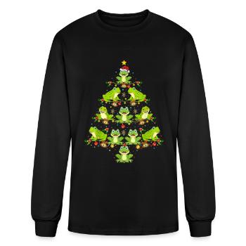 Frog Christmas Tree Gift Funny Christmas Frog - Men's Long Sleeve T-Shirt - black - Front