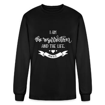 Christian Design I am the resurrection and the - Men's Long Sleeve T-Shirt - black - Front