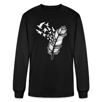 White Doves Feather Peace Freedom Media Writer - Men's Long Sleeve T-Shirt - black - Front