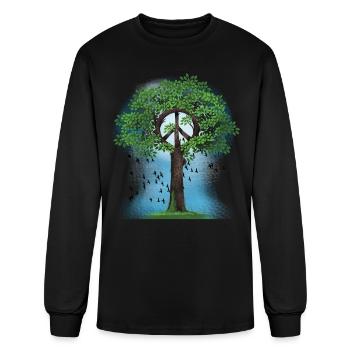 Peace Sign Hippie Retro Tree Nature Peace Symbol - Men's Long Sleeve T-Shirt - black - Front