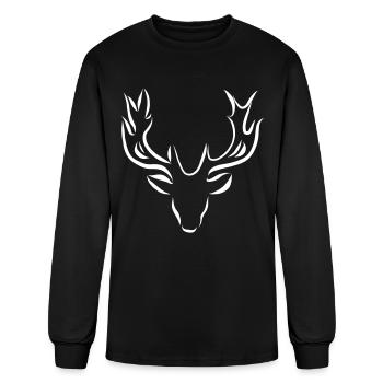 deer antlers stag moose reindeer wildlife head - Men's Long Sleeve T-Shirt - black - Front