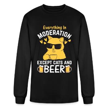 Everything In Moderation Except Cats and Beer - Men's Long Sleeve T-Shirt - black - Front