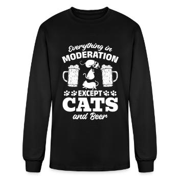 Everything In Moderation Except Cats and Beer - Men's Long Sleeve T-Shirt - black - Front