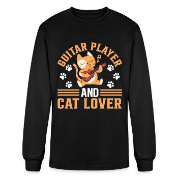 Guitarist Guitar Player - Guitar Player And Cat Lo - Men's Long Sleeve T-Shirt - black - Front