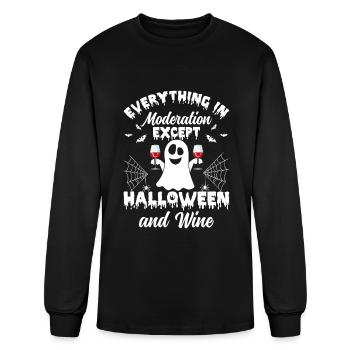 Everything In Moderation Except Halloween & Wine - Men's Long Sleeve T-Shirt - black - Front