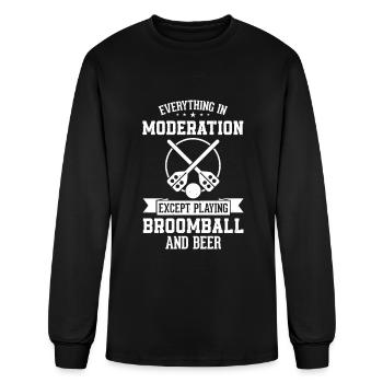 Everything In Moderation Except Playing Broomball - Men's Long Sleeve T-Shirt - black - Front
