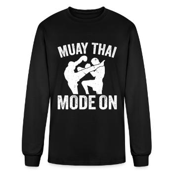 Muay Thai Mode On - Thai Boxing Muay Thai - Men's Long Sleeve T-Shirt - black - Front