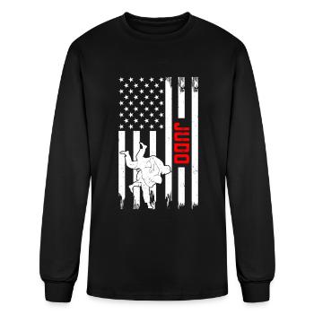 Judo Fighter Judo Martial Arts Judo US Flag Judo - Men's Long Sleeve T-Shirt - black - Front
