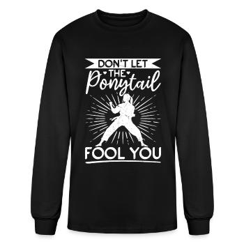 Funny Muay Thai - Don't Let The Ponytail Fool You - Men's Long Sleeve T-Shirt - black - Front