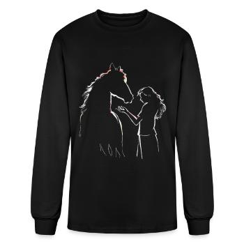 Girl Rider on Horse Lover Girl Riding Horse Owner - Men's Long Sleeve T-Shirt - black - Front