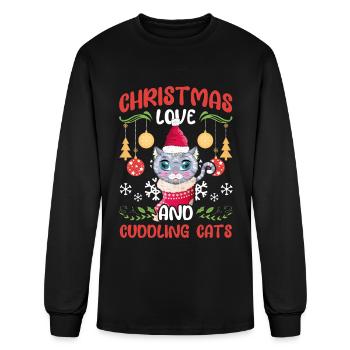Cat Cuddle Animal Christmas Love And Cuddling Cats - Men's Long Sleeve T-Shirt - black - Front