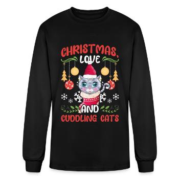 Cat Cuddle Animal Christmas Love And Cuddling Cats - Men's Long Sleeve T-Shirt - black - Front