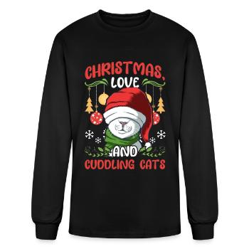 Cat Cuddle Animal Christmas Love And Cuddling Cats - Men's Long Sleeve T-Shirt - black - Front
