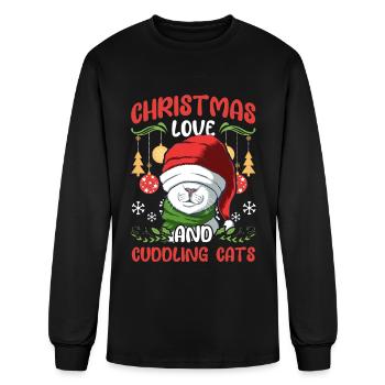 Cat Cuddle Animal Christmas Love And Cuddling Cats - Men's Long Sleeve T-Shirt - black - Front