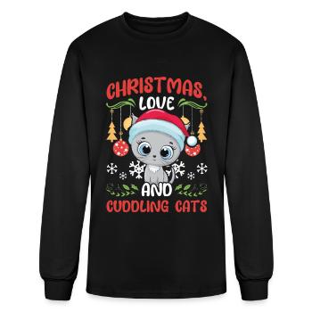 Cat Cuddle Animal Christmas Love And Cuddling Cats - Men's Long Sleeve T-Shirt - black - Front