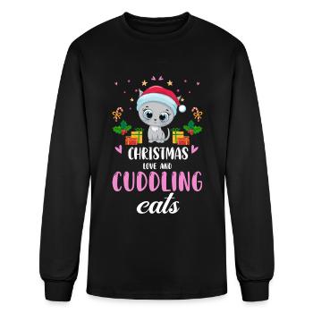 Cat Cuddle Animal Christmas Love And Cuddling Cats - Men's Long Sleeve T-Shirt - black - Front