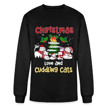 Cat Cuddle Animal Christmas Love And Cuddling Cats - Men's Long Sleeve T-Shirt - black - Front
