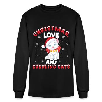 Cat Cuddle Animal Christmas Love And Cuddling Cats - Men's Long Sleeve T-Shirt - black - Front