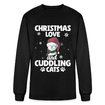 Cat Cuddle Animal Christmas Love And Cuddling Cats - Men's Long Sleeve T-Shirt - black - Front