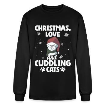 Cat Cuddle Animal Christmas Love And Cuddling Cats - Men's Long Sleeve T-Shirt - black - Front