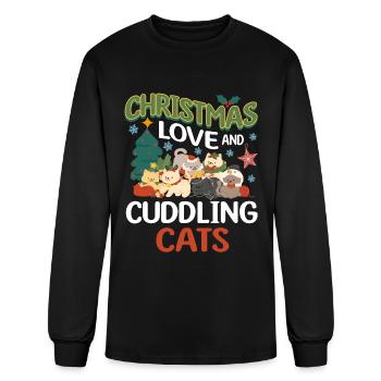 Cat Cuddle Animal Christmas Love And Cuddling Cats - Men's Long Sleeve T-Shirt - black - Front