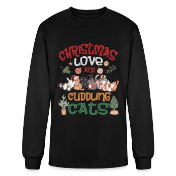 Cat Cuddle Animal Christmas Love And Cuddling Cats - Men's Long Sleeve T-Shirt - black - Front