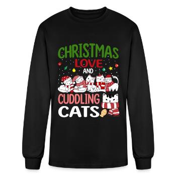 Cat Cuddle Animal Christmas Love And Cuddling Cats - Men's Long Sleeve T-Shirt - black - Front