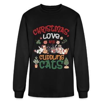 Cat Cuddle Animal Christmas Love And Cuddling Cats - Men's Long Sleeve T-Shirt - black - Front