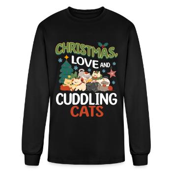 Cat Cuddle Animal Christmas Love And Cuddling Cats - Men's Long Sleeve T-Shirt - black - Front