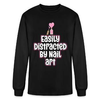 Easily Distracted By Nail Art Nail Tech - Men's Long Sleeve T-Shirt - black - Front