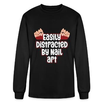 Easily Distracted By Nail Art Nail Tech - Men's Long Sleeve T-Shirt - black - Front