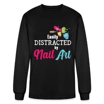 Easily Distracted By Nail Art Nail Tech - Men's Long Sleeve T-Shirt - black - Front
