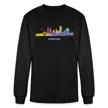 Munich skyline colorful cityscape Munich - Men's Long Sleeve T-Shirt - black - Front
