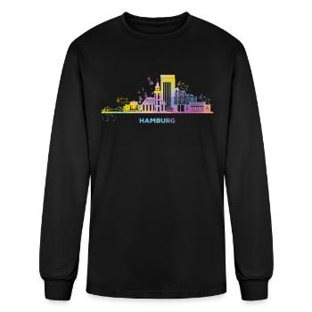 Hamburg skyline colorful cityscape Hamburg - Men's Long Sleeve T-Shirt - black - Front